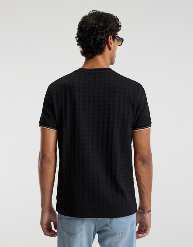 Calibre - Stripe Trim Jacquard T-shirt Black