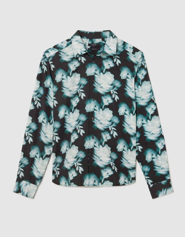Politix - Distorted Floral Printed Long Sleeve Shirt