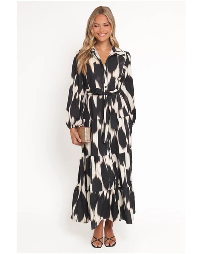 Petal & Pup - Lincoln Long Sleeve Maxi Dress - Black Print