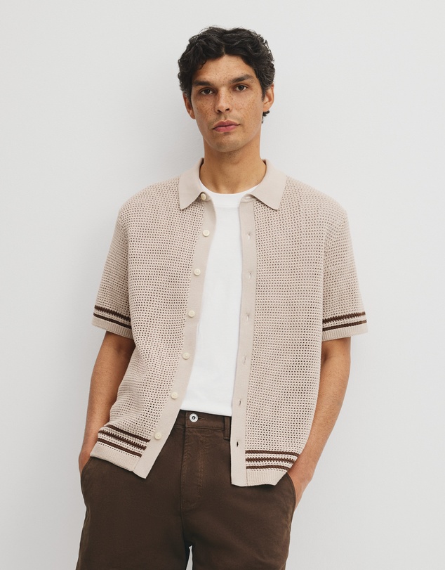 Country Road - Relaxed Fit Australian Cotton Stripe Knit Shirt