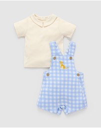 Purebaby - Gingham Overall Set -Kids-Babies