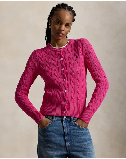Polo Ralph Lauren - Cable-Knit Cotton Crewneck Cardigan - The ICONIC Exclusive