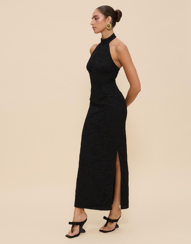 CHANCERY - Lara Lace High Neck Halter Maxi Dress