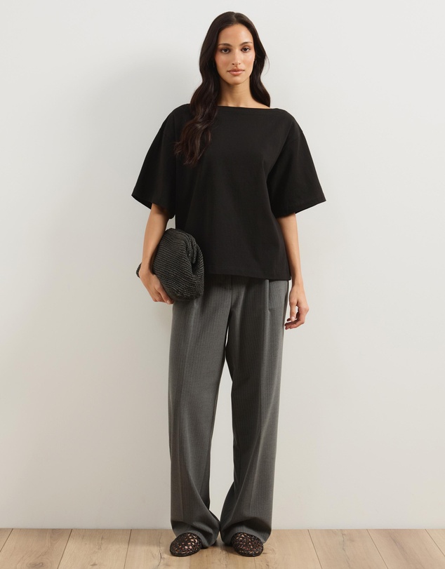 Atmos&Here - Sadie Oversized Cotton Boat Neck T-Shirt