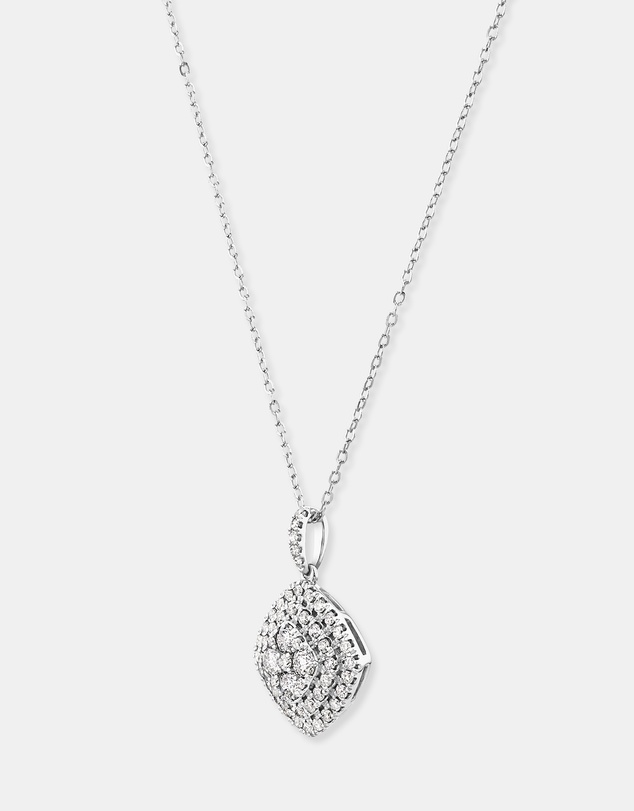 Michael Hill - 0.65 Carat TW Cushion Shaped Diamond Cluster Pendant with Chain in 10kt White Gold
