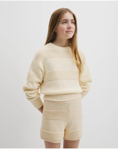 Country Road - Teen Australian Cotton Blend Long Sleeve Relaxed Crop Knit