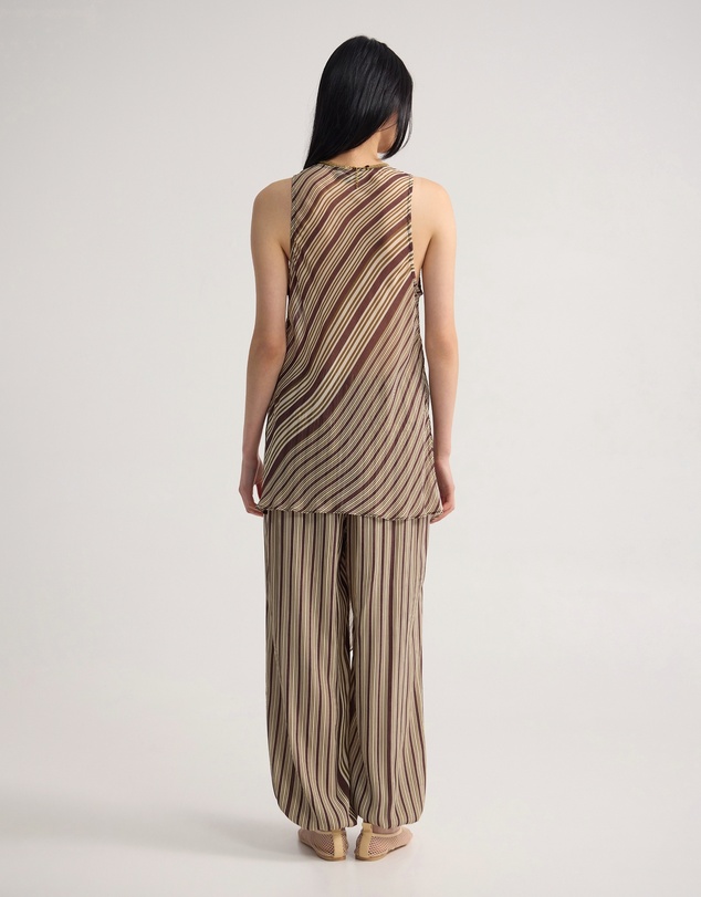 Oxford - Jasmine Stripe Asymetric Top