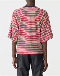 Bassike - Stripe Quarter Sleeve T-Shirt