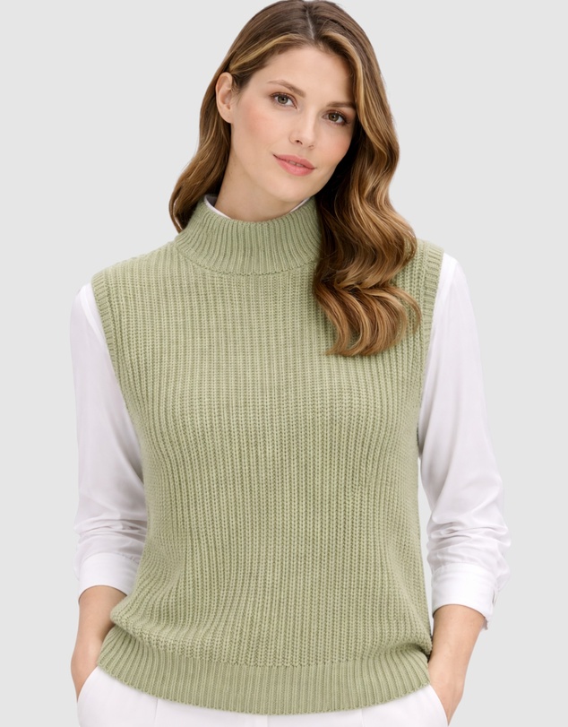 Honey and Beau - Ladies Mock Neck Knitted Vest
