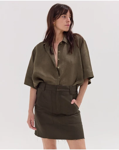 Cloth & Co. - The Short Element Skirt | Dark Olive