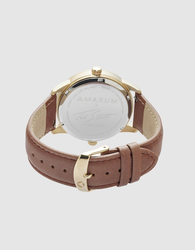 Maxum - Maxum x Taylor Steele - Green Dial, Gold Tone Case & Brown Leather Band