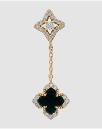 Georgini - GEORGINI MIDNIGHT VELVET BLACK AGATE FAIRWATER DROP EARRINGS GOLD
