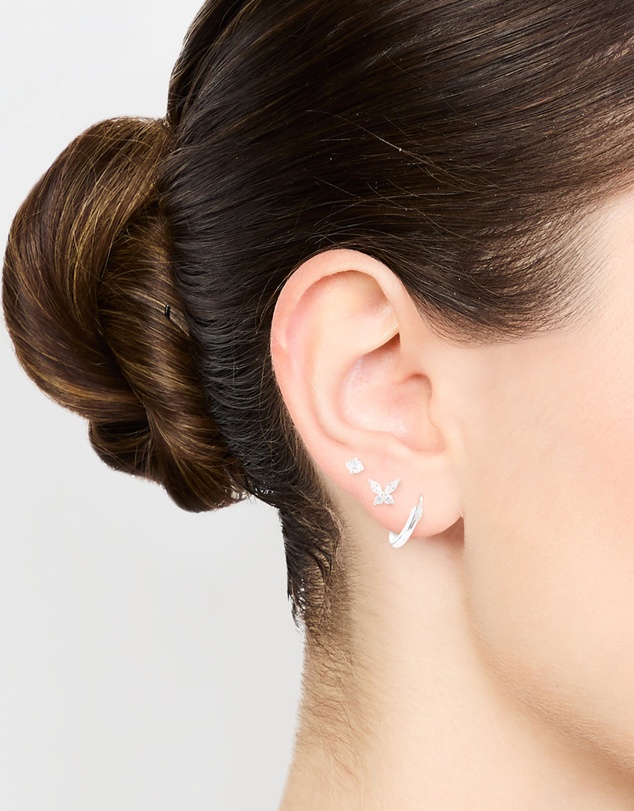Lovisa - Sterling Silver Cubic Zirconia Butterfly Stud & Hoop Earrings 3-Pack
