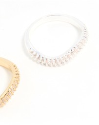 Lovisa - Mixed Metal Cubic Zirconia Rings 2-Pack