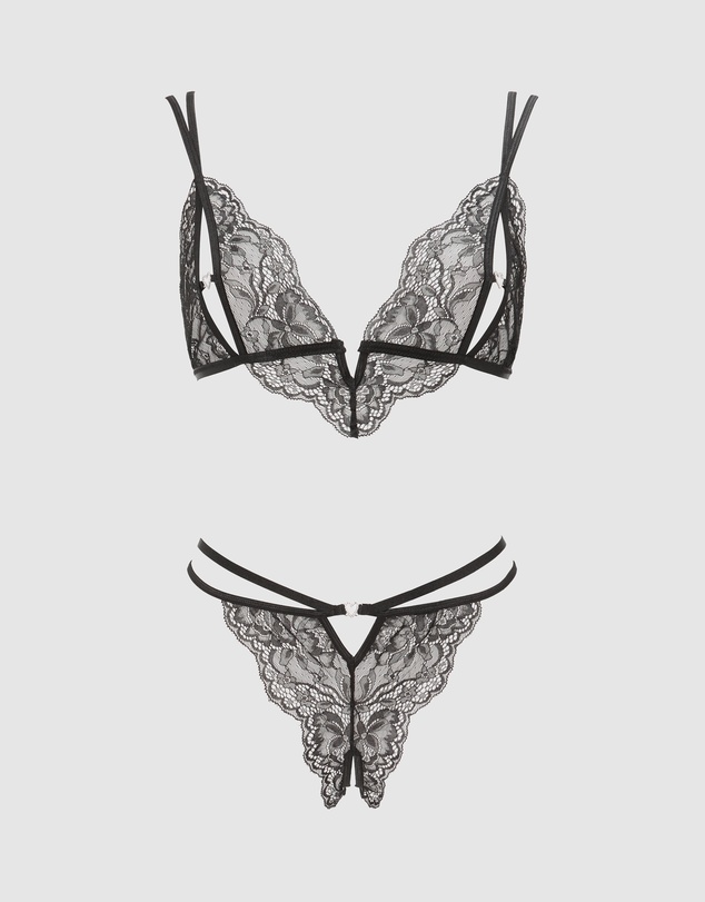 Ann Summers - Diamond Heart Crotchless Set