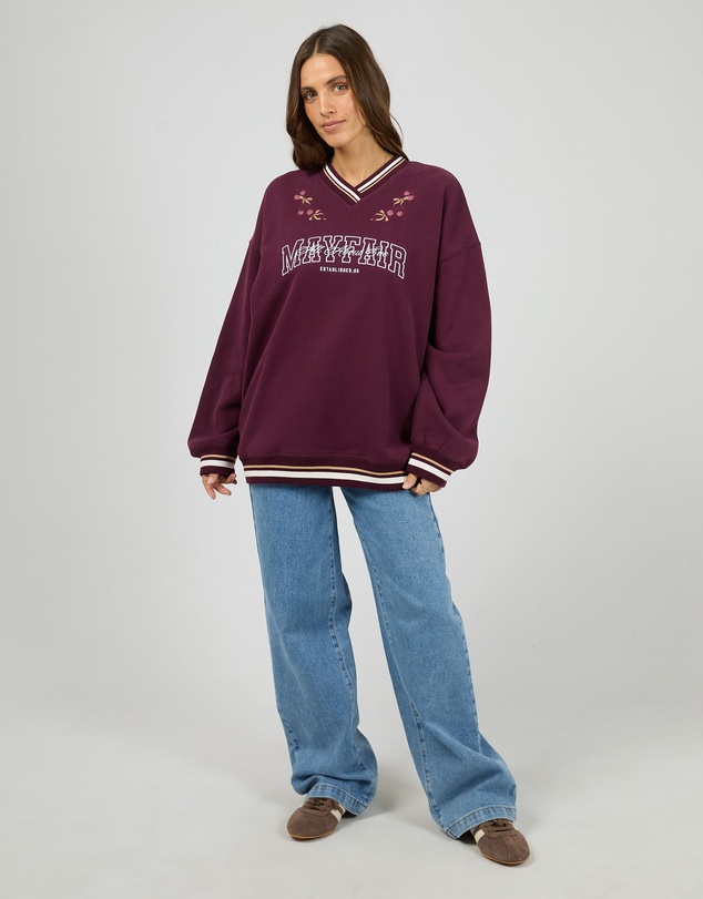 All About Eve - Mayfair V-Neck Relaxed Crew Wine