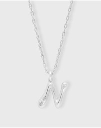 Wanderlust + Co - Alphabet Bubble Silver Necklace - Letter N