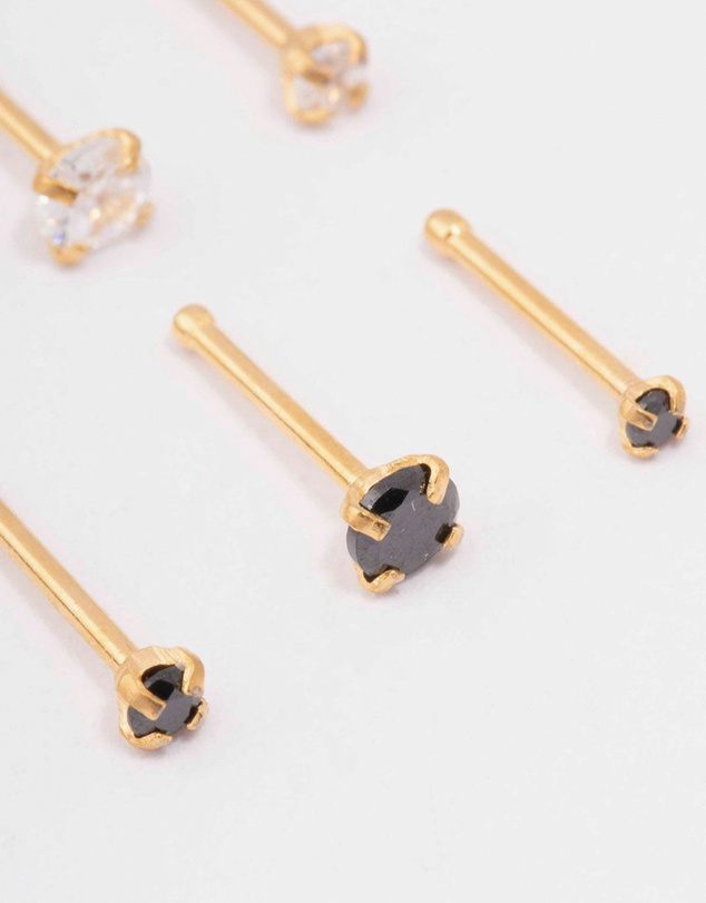 Lovisa - Gold Plated Surgical Steel Graduating Nose Stud 6-Pack