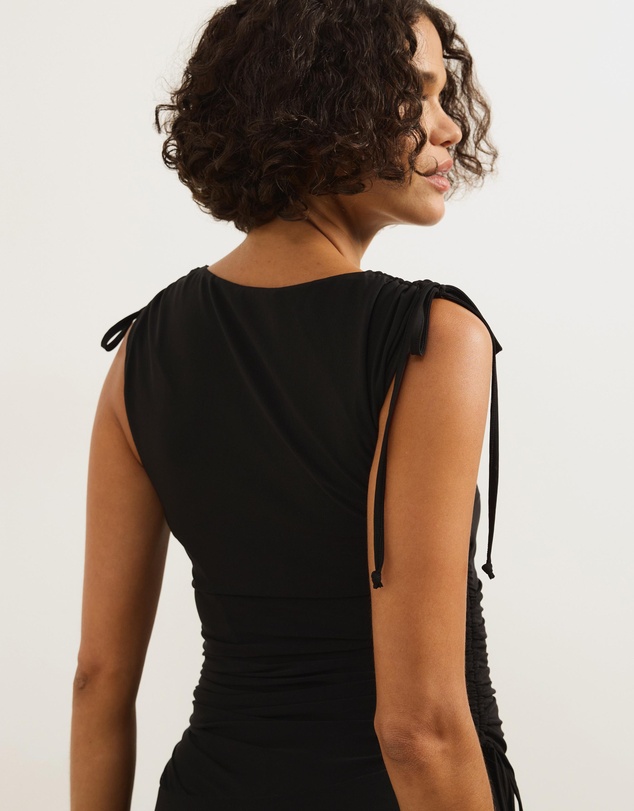 Atmos&Here - Kara Asymmetric Mesh Maxi Dress