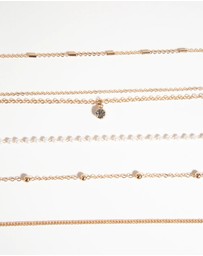 Lovisa - Gold Diamante & Pearl Choker 6-Pack