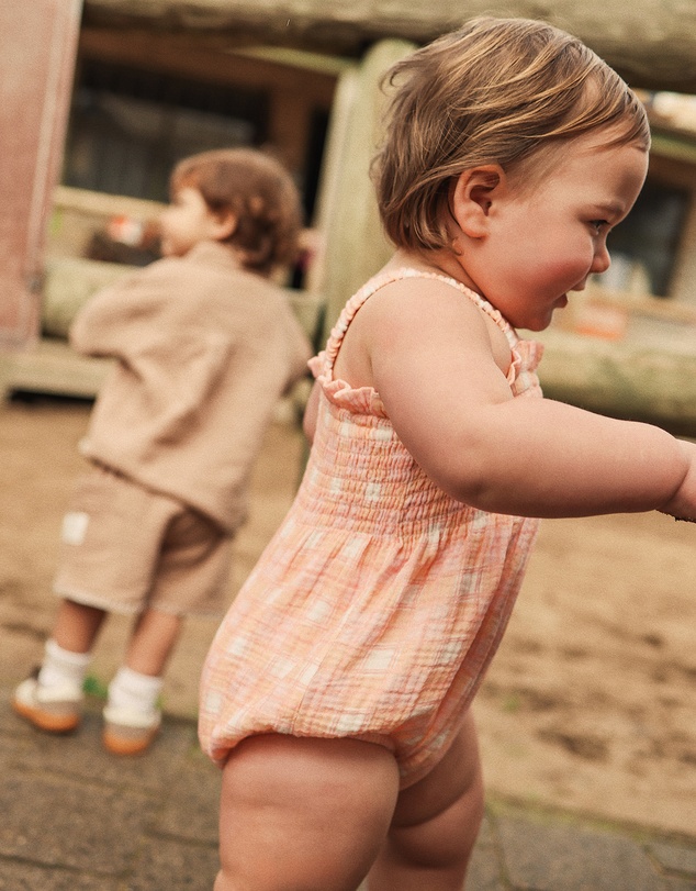 Kynd Baby - Shirred Romper in Check