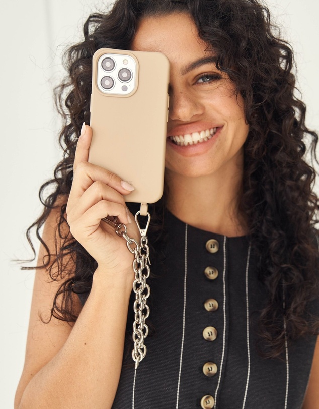 LOUVE COLLECTION - Desert Sand Phone Case + Kate Silver-Plated Wristlet