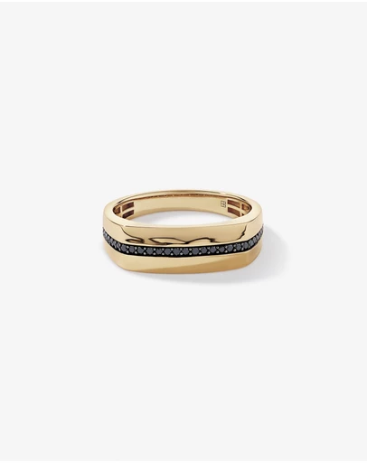 Michael Hill - 0.18 TW Black Diamond Men's Ring in 10kt Yellow Gold