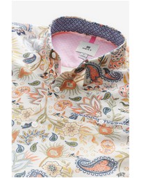 NEXT - Short Sleeve Textured Floral Printed 100% Cotton Shirt