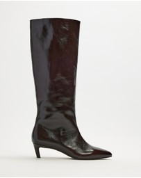 AERE - Nara Knee High Heeled Leather Boots