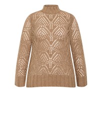 City Chic - Plus size Beck Wool Blend Jumper - mushroom