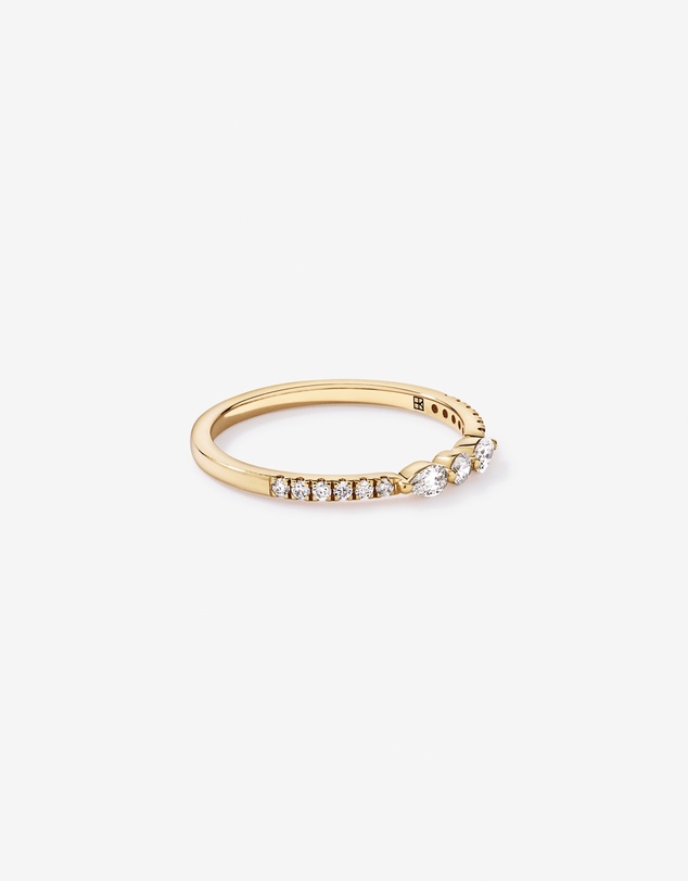 Michael Hill - 0.23TW Pear and Round Brilliant Diamond Wedding Ring in 14kt Yellow Gold