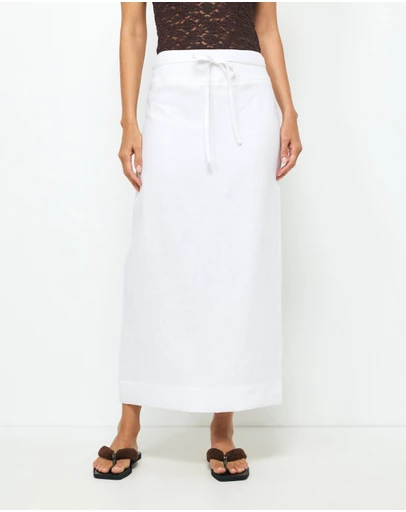 AERE - Alba Linen Midi Skirt