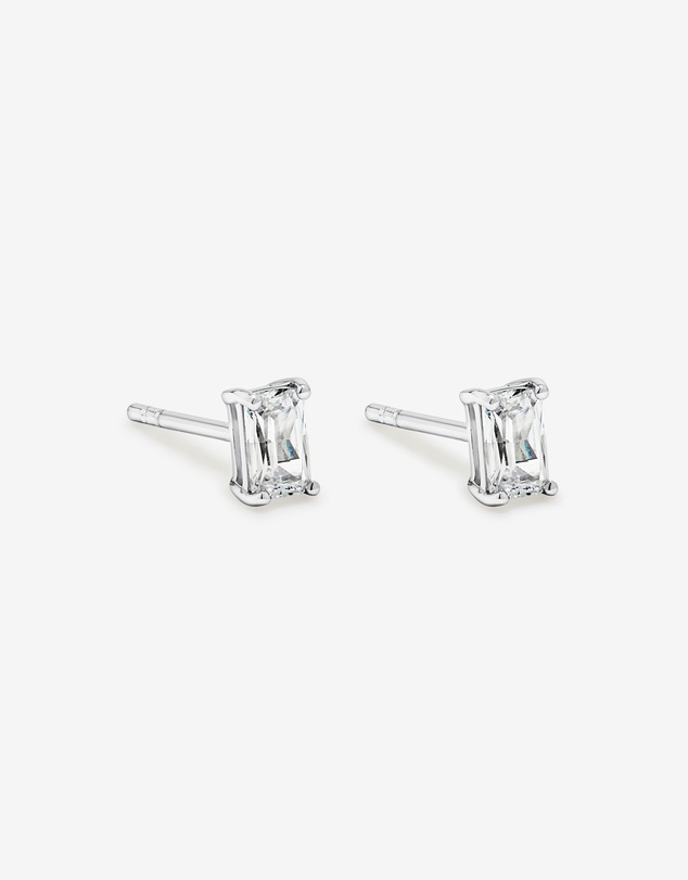 Michael Hill - Emerald-Cut Cubic Zirconia Solitaire Stud Earrings in Sterling Silver