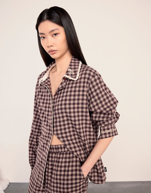 Chelsea Peers - Organic Cotton Gingham Long Pyjama Set
