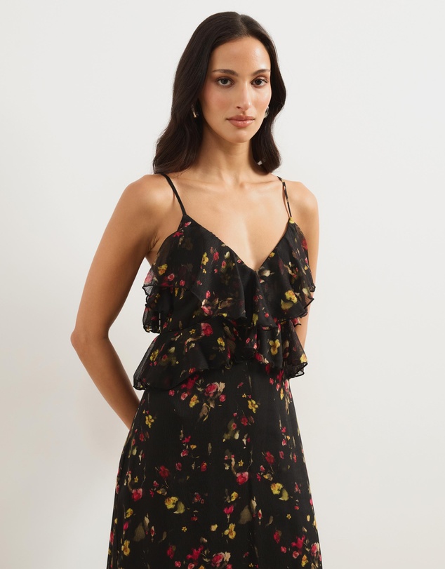 Atmos&Here - Goldie Long Midi Dress With Ruffle Detail