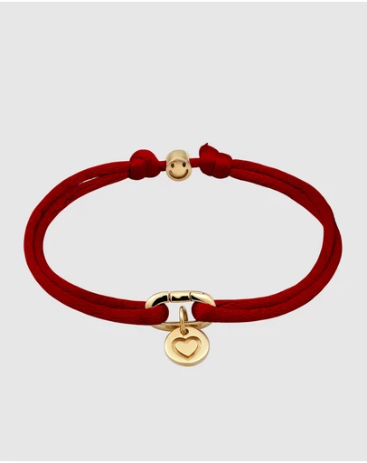 Elli Jewelry - Heart Charm Red Satin Bracelet