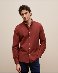 Trenery - Regular Fit Monogram Oxford Shirt in Auburn