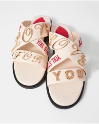 & Other Stories - Text-Print Leather Sandals