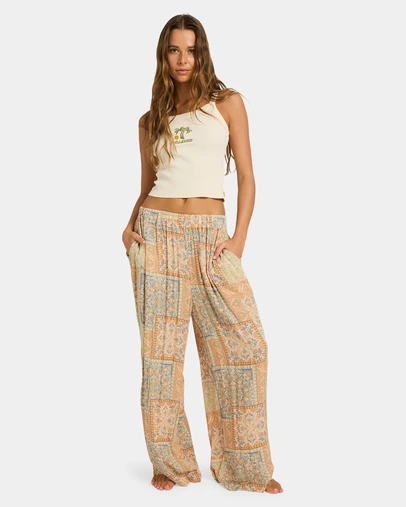 Billabong - Womens Follow Me Elastic-waist Linen Pants
