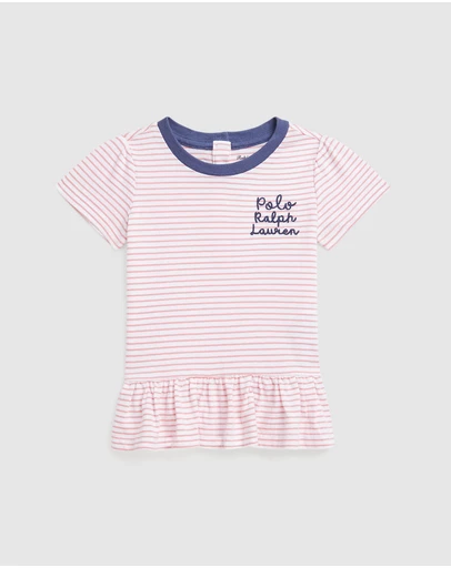 Polo Ralph Lauren - Logo Cotton Jersey Peplum Tee - ICONIC EXCLUSIVE - Babies