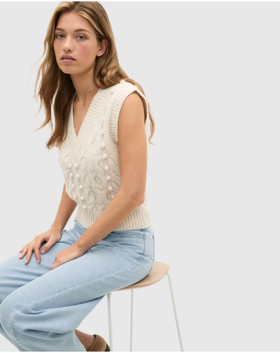 Seed Heritage - Pom Pom Cable Knit Vest