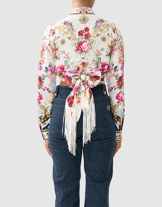 Camilla - Cropped Wrap Shirt With Tie