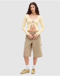 BDG By Urban Outfitters - Pointelle Tie Front Top