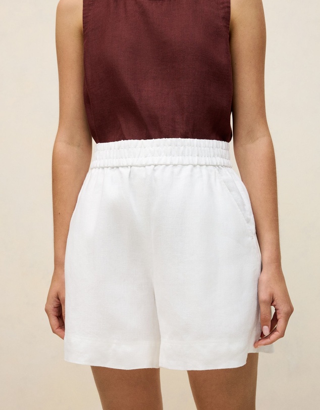 Trenery - Linen Relaxed Pull On Short in White