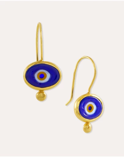 Ottoman Hands - Alara Navy Evil Eye Drop Earrings