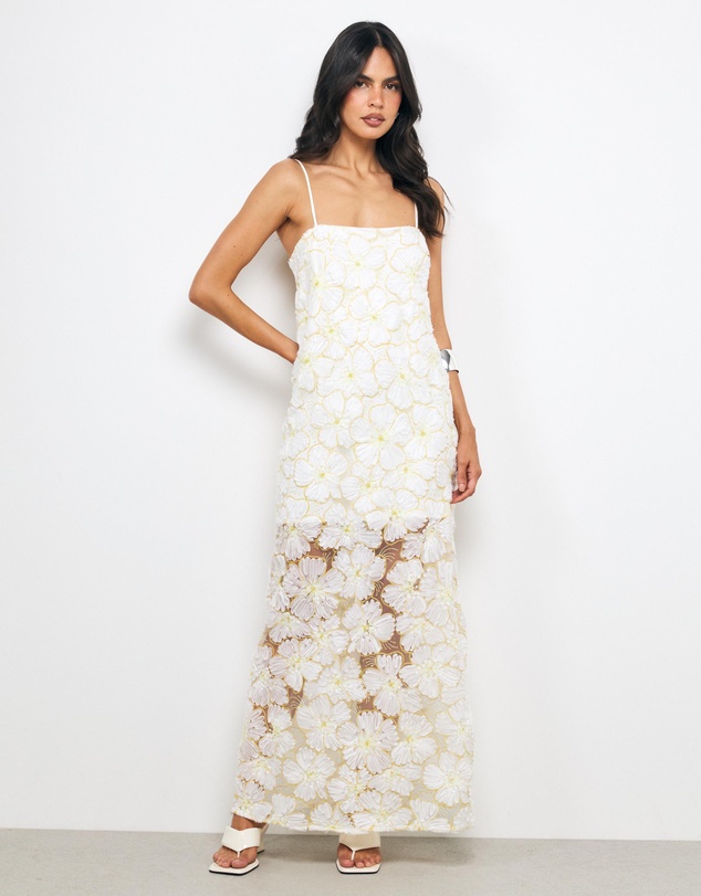 AERE - Loe Sequin Flower Maxi Dress