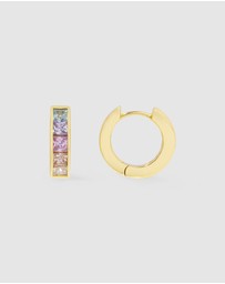 Wanderlust + Co - Rainbow Gem Gold 10mm Huggie Earrings