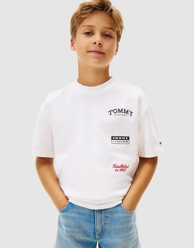 Tommy Hilfiger - Back Multi Logo Print Jersey T-Shirt - Teens
