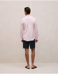 Trenery - Regular Fit Linen Fine Stripe Shirt in Soft Lilac