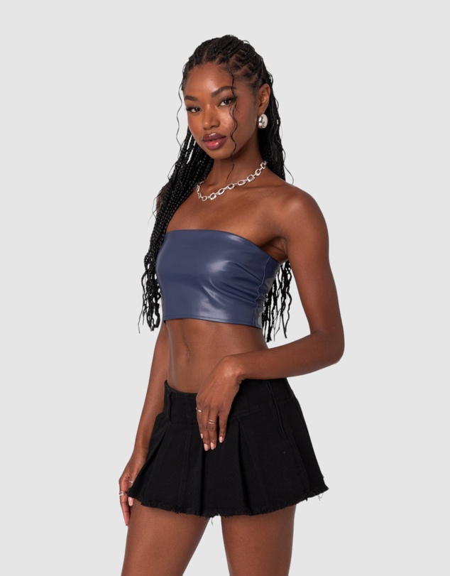 EDIKTED - Mazie Faux Leather Bandeau Top